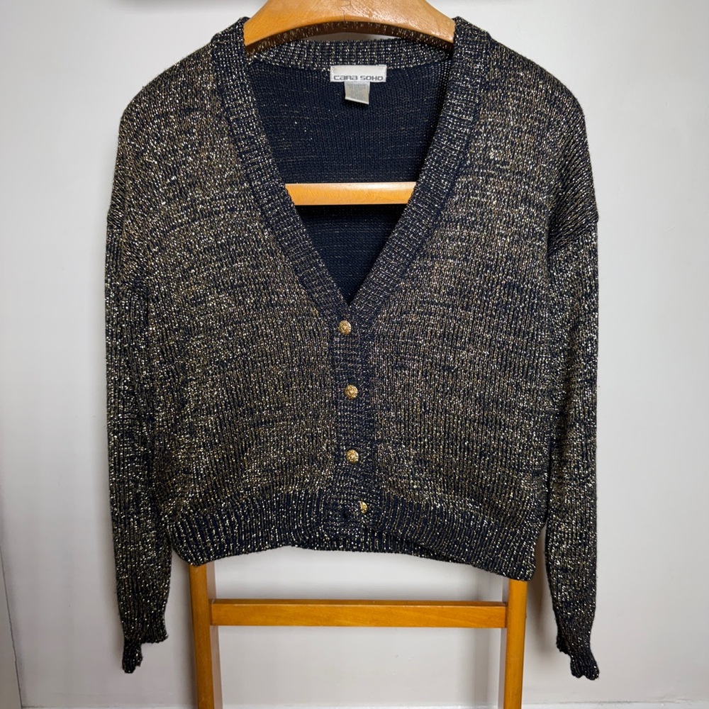 Vintage Black and Gold Knit Cardigan